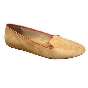 Talbots Zelda Nude and Orange Piping Suede Leather Smoking Loafer flats